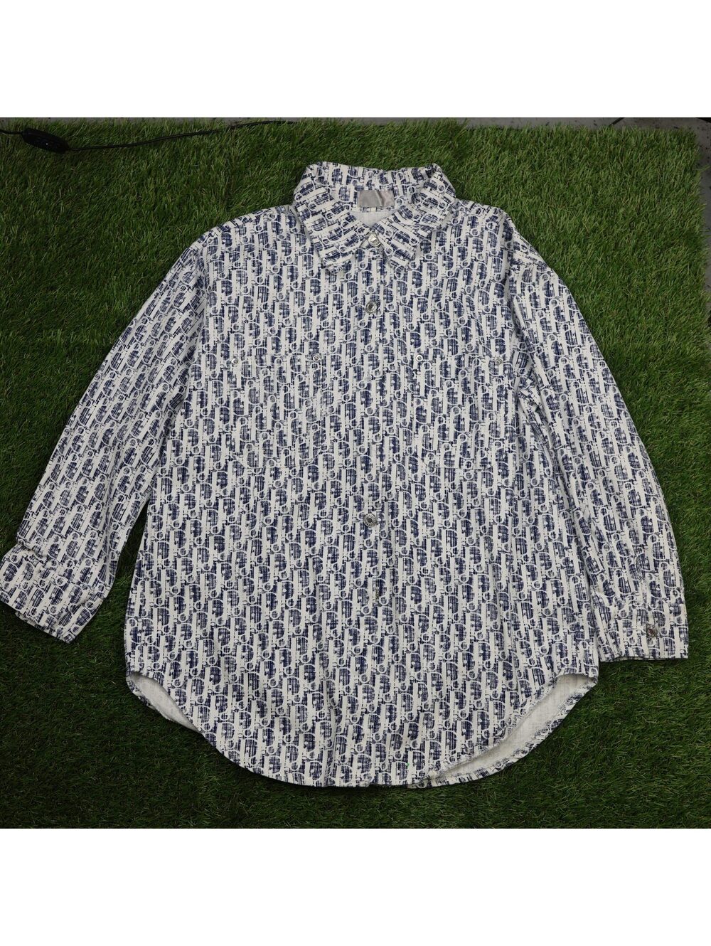 Monogram Print Button-Up Shirt